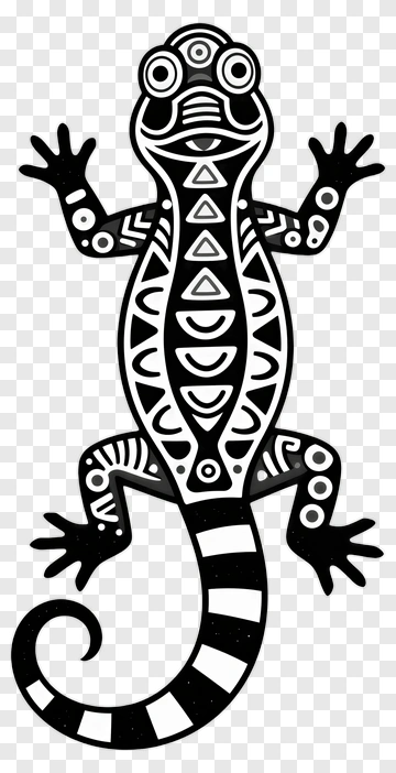 Decorative Gecko With Tribal Patterns PNG