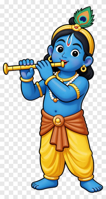 Cartoon Krishna Playing Flute PNG