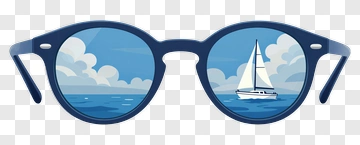 Sunglasses With A Sailboat Reflection PNG