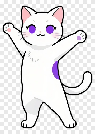 Cartoon Cat With Purple Spots PNG