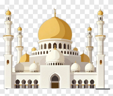 Islamic Mosque With Golden Dome And Minarets PNG