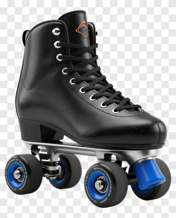 Black Roller Skate With Blue Wheels PNG