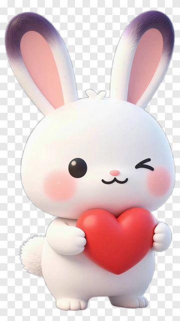 Cute Cartoon Rabbit Holding A Heart PNG