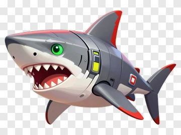 3D Cartoon Robot Shark PNG