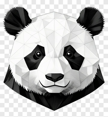 Geometric Panda Head PNG