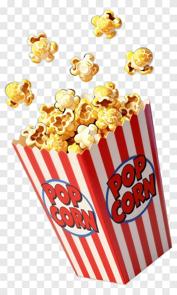Popcorn In A Red And White Striped Bucket PNG