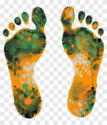 Colorful Footprints With Splashes Of Paint PNG