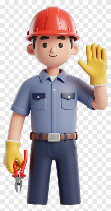 3D Construction Worker Waving PNG