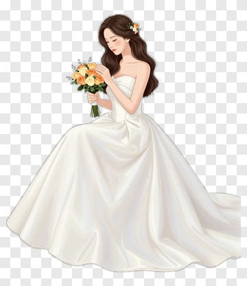 Bride Holding A Bouquet Of Flowers PNG