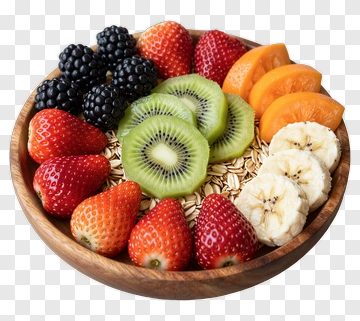 Fruit Bowl With Strawberries, Kiwi, And Bananas PNG