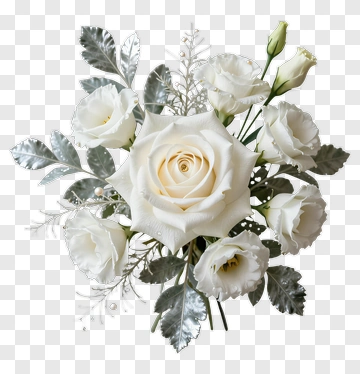 White Rose Bouquet With Greenery PNG