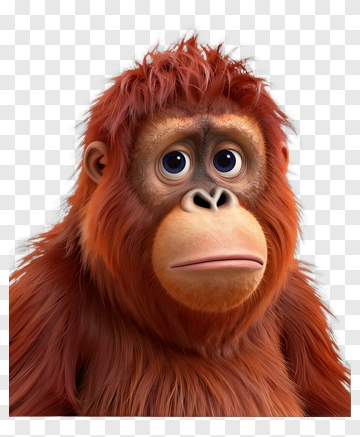 Cartoon Orangutan With Expressive Face PNG