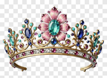 Elegant Crown With Colorful Gems PNG