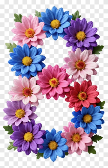 Colorful Floral Number 8 PNG