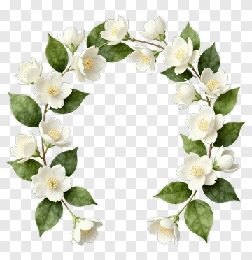 Flower Wreath With Green Leaves PNG