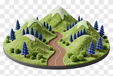3D Mountain Landscape With Road And Trees PNG