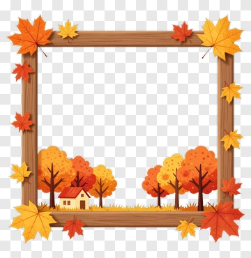 Autumn Frame With Colorful Trees And Leaves PNG