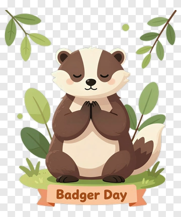 Cartoon Badger Celebrating Badger Day PNG