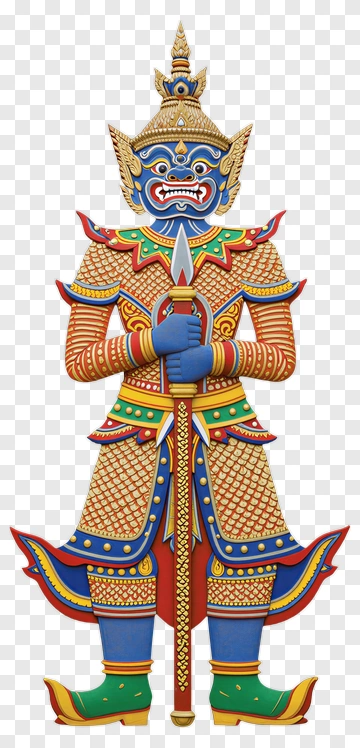 Colorful Guardian Holding A Spear PNG