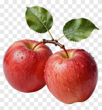 Red Apples With Leaves PNG