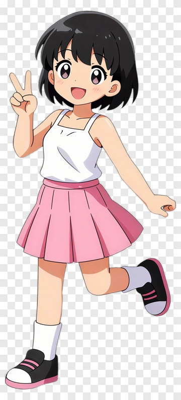 Cartoon Girl Making A Peace Sign PNG