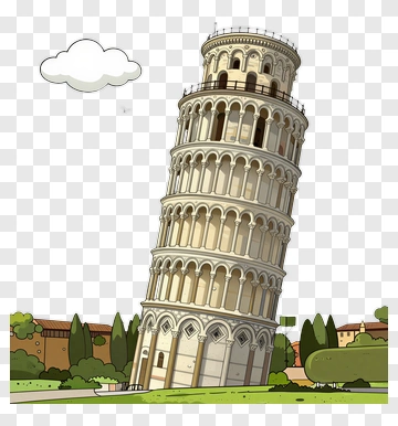 Leaning Tower Of Pisa In A Cartoon Style PNG