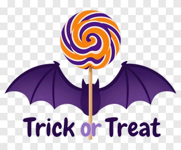 Halloween Lollipop With Bat Wings PNG