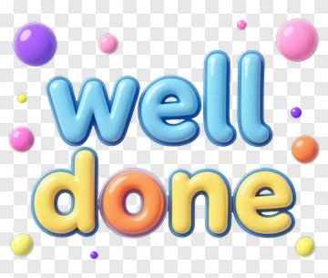 Colorful Well Done Text With Decorative Bubbles PNG