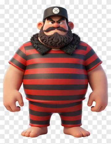 Cartoon Character In Striped Outfit PNG