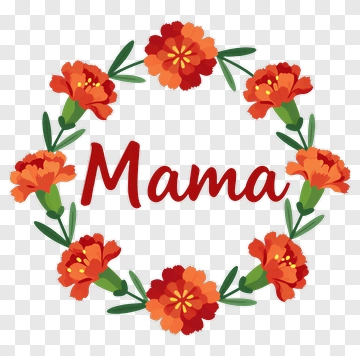 Floral Wreath With Mama Text PNG