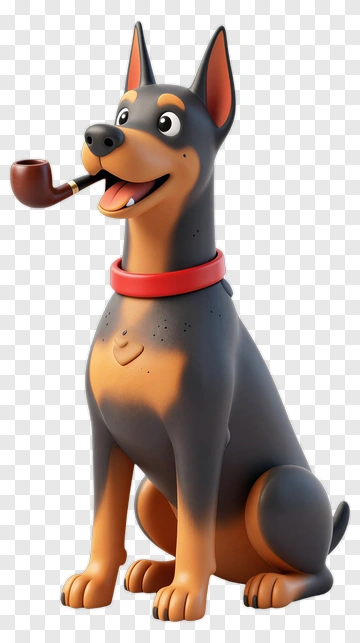 Cartoon Dog Smiling With A Pipe PNG