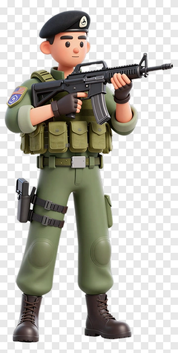 3D Soldier Holding A Rifle PNG