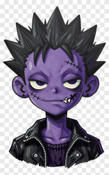Cartoon Purple Character With Spiky Hair PNG