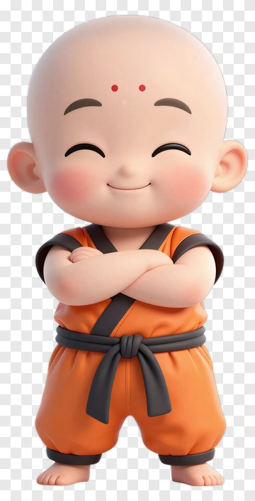 Cartoon Monk Smiling With Arms Crossed PNG