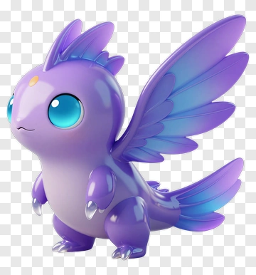 3D Fantasy Creature With Colorful Wings PNG
