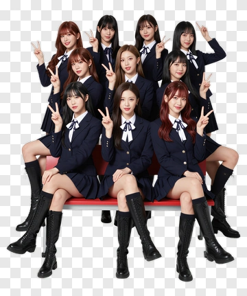 Group Of Young Women In School Uniforms Posing Together PNG