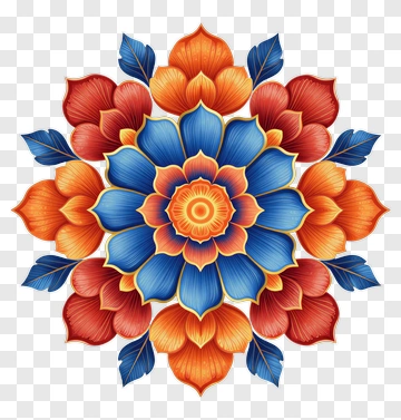 Colorful Floral Mandala Design PNG