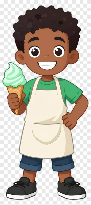 Cartoon Boy Holding Ice Cream Cone PNG