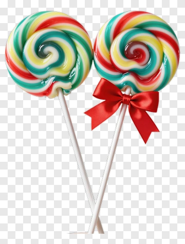 Colorful Lollipops With Red Ribbon PNG