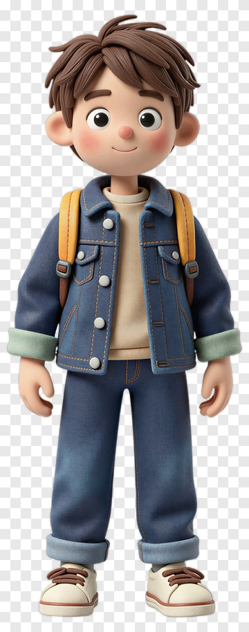 3D Boy With Backpack In Casual Outfit PNG