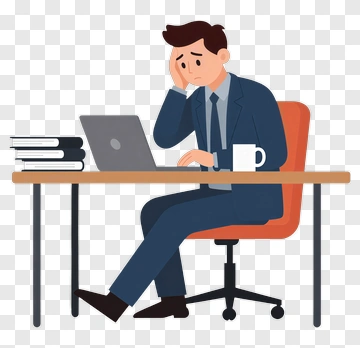 Stressed Businessman Working At A Desk PNG