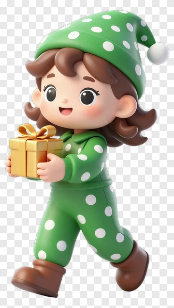 Cartoon Girl Holding A Gift Box PNG