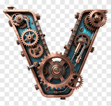 Steampunk Letter V With Gears PNG