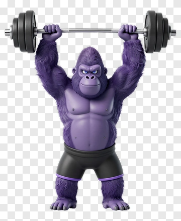 Cartoon Gorilla Lifting Weights PNG