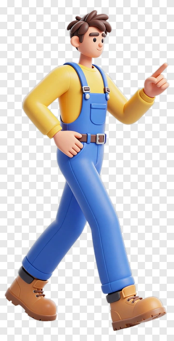 3D Cartoon Farmer Walking And Pointing PNG