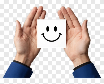 Person Holding A Smiley Face Card PNG