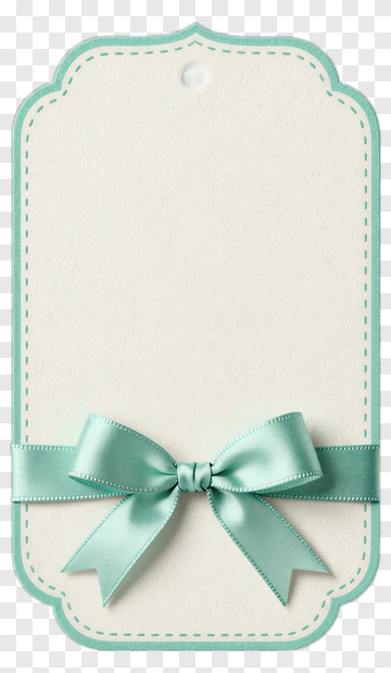 Blank Gift Tag With Mint Ribbon PNG