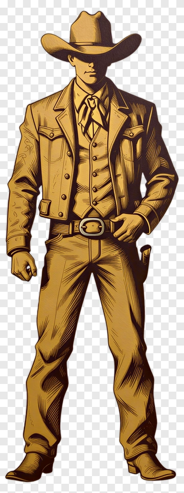 Cowboy Character In Western Style PNG