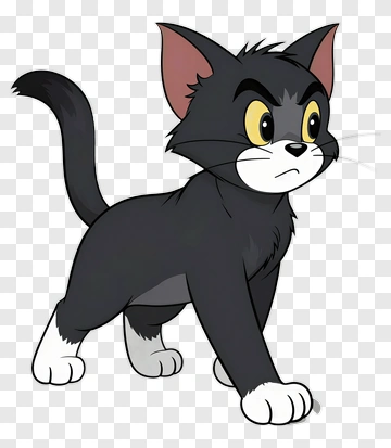 Cartoon Black Cat Walking PNG