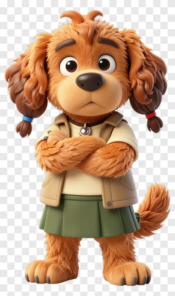 3D Cartoon Dog With Arms Crossed PNG